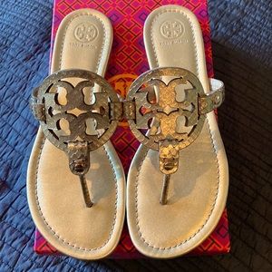 TORY BURCH ROSE GOLD MILLER SANDAL SIZE 9.5